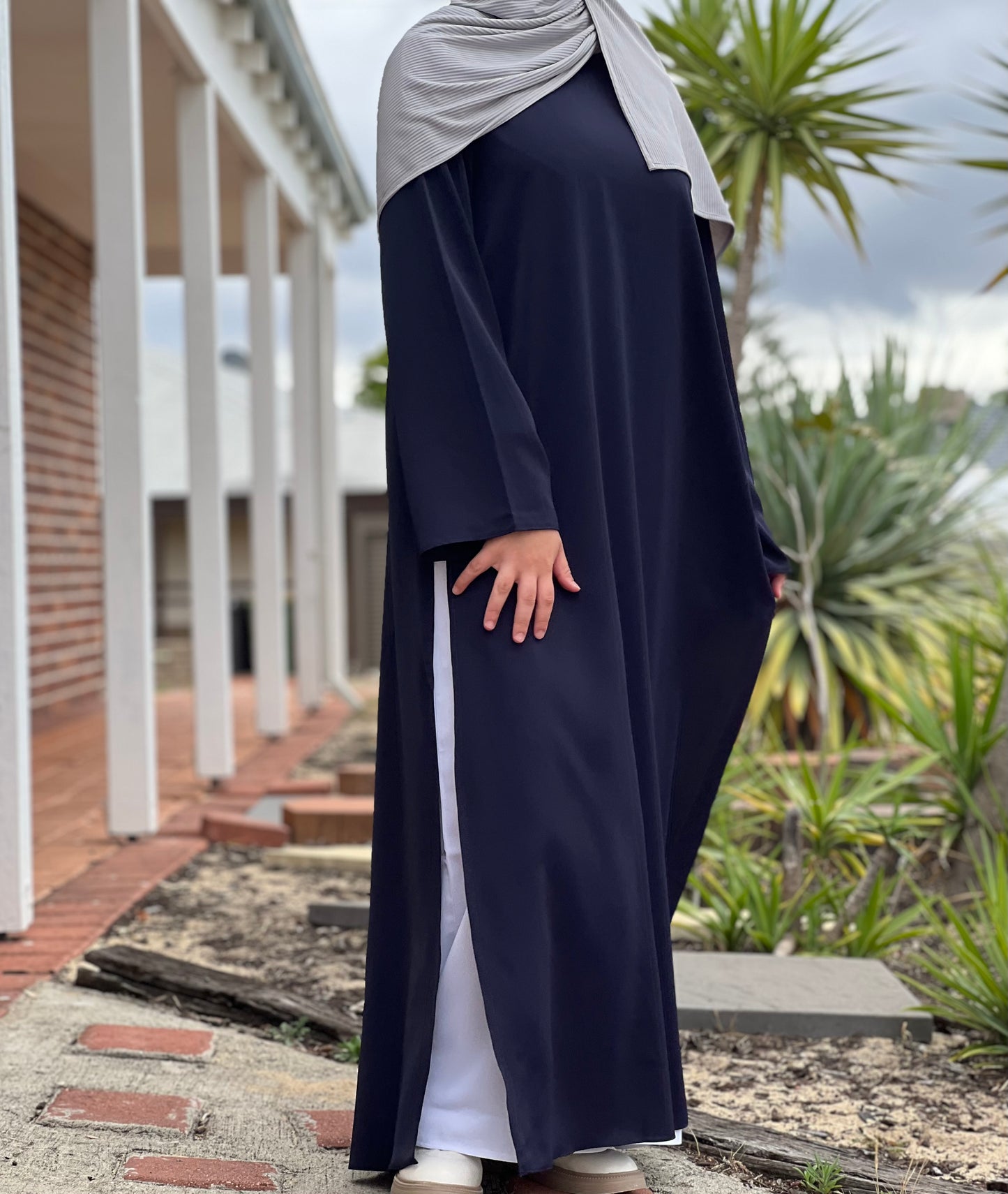 2 Piece Slit Abaya | Navy