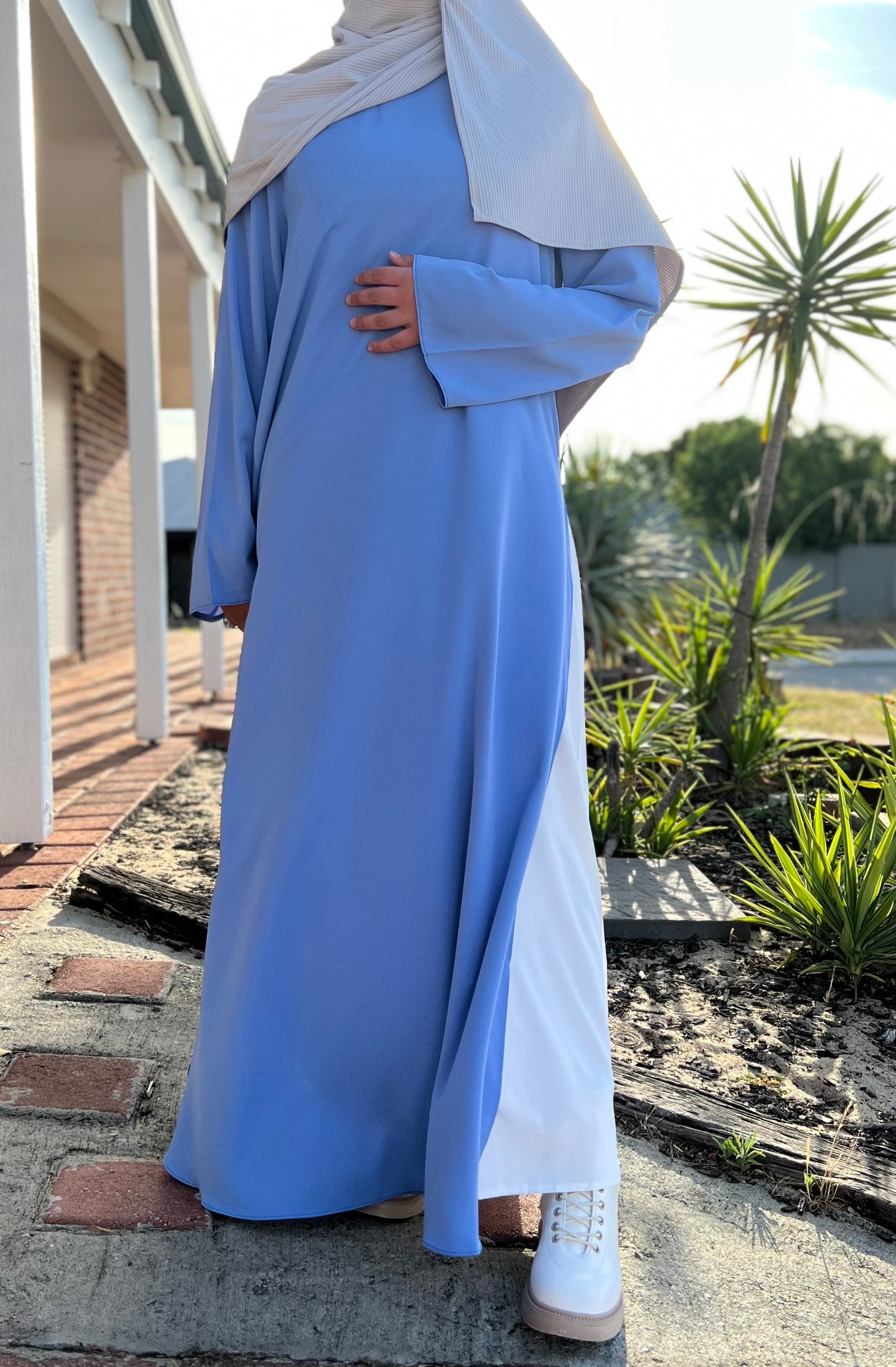 2 Piece Slit Abaya | Light Blue