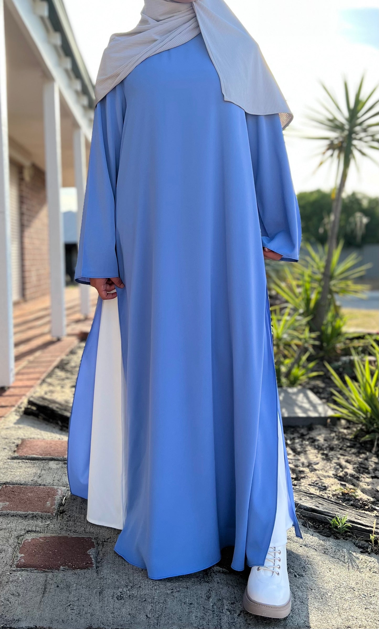 2 Piece Slit Abaya | Light Blue