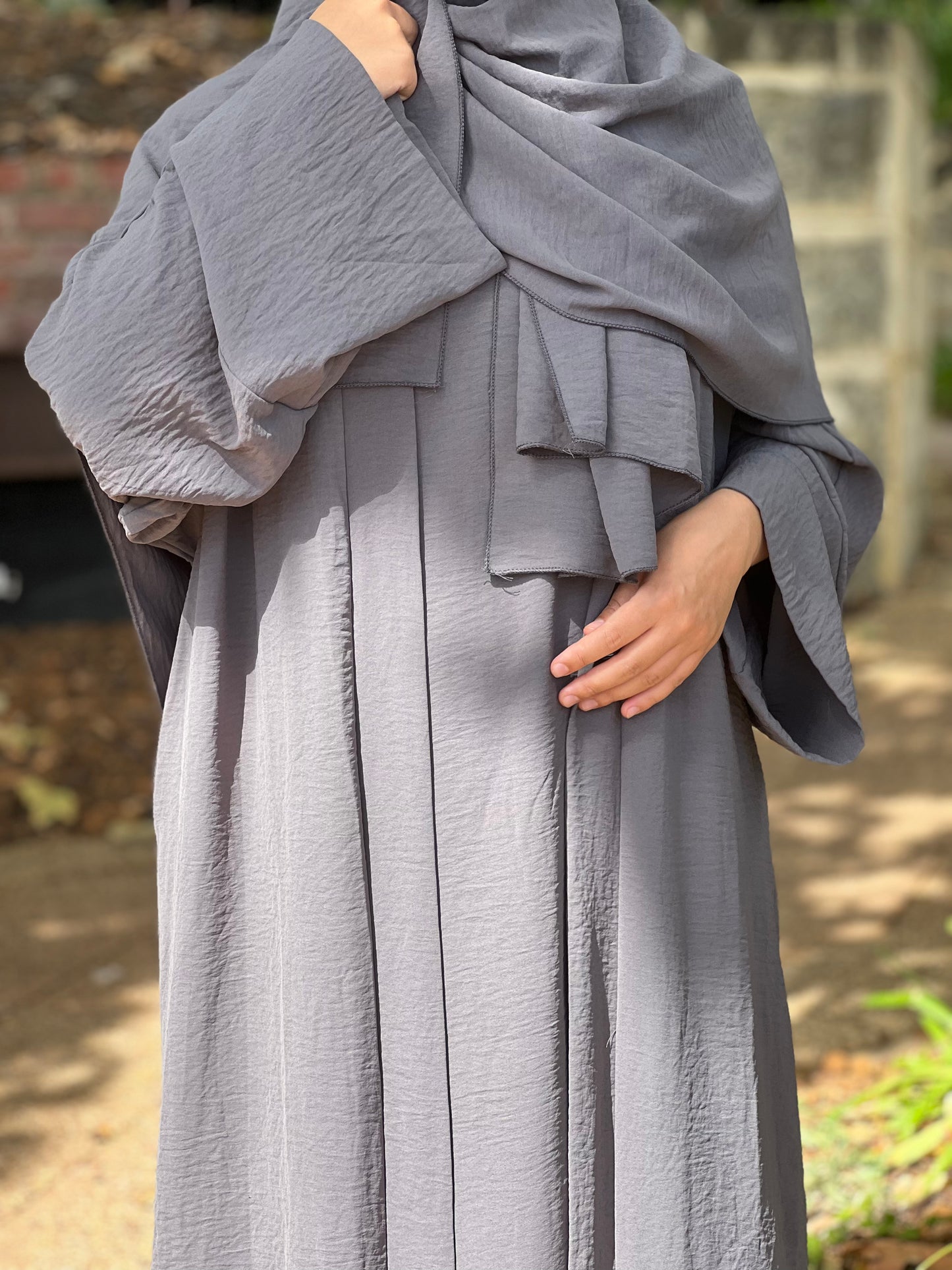 3 Piece Open Abaya | Grey