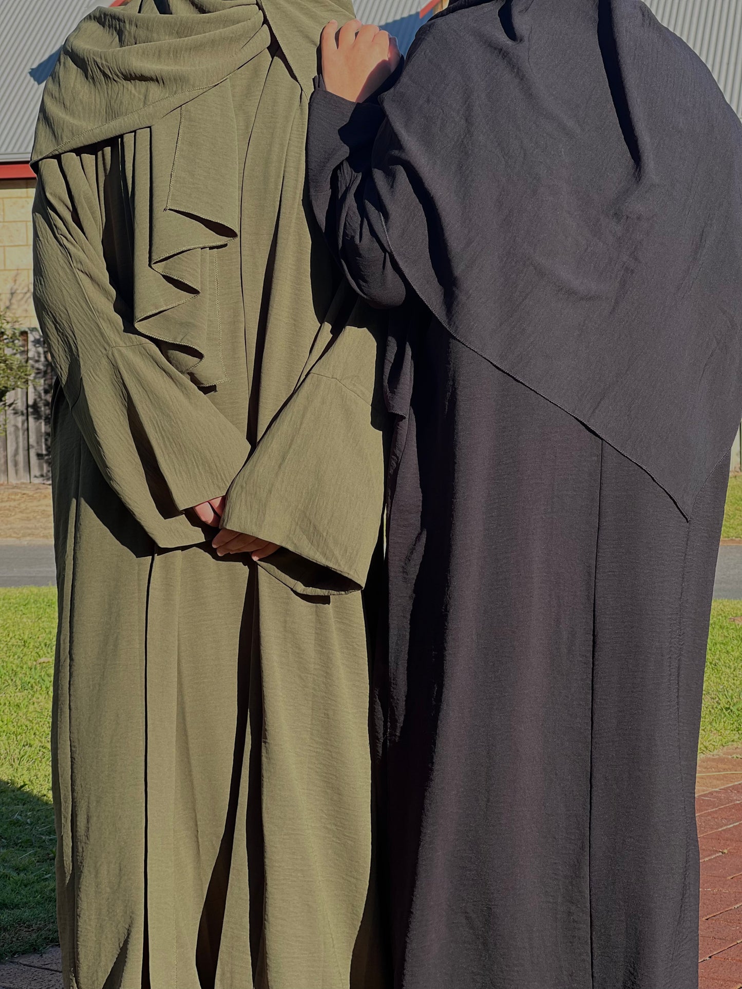 3 Piece Open Abaya | Khaki